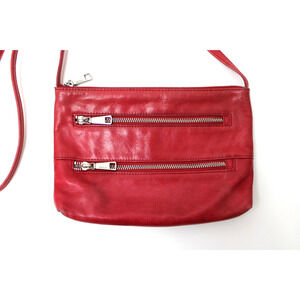 Hobo The Original Triple Zipper Red Leather Crossbody Purse Shoulder Bag